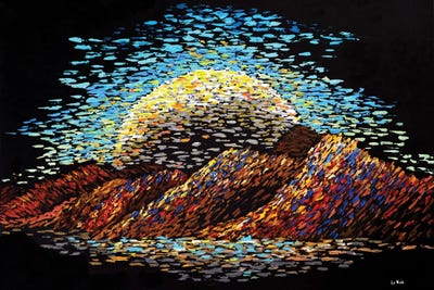 Landscape Mountain Sun Sky by Viola Painting framed canvas print