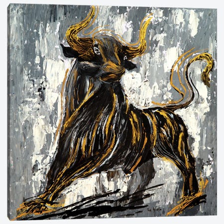 Gold Bull Stock Market Canvas Print #VPA46} by Viola Painting Canvas Art