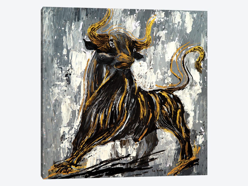 Gold Bull Stock Market by Viola Painting 1-piece Canvas Artwork