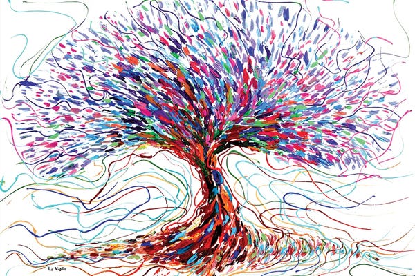 Viola Painting: The Three Of Life Pink Tree by Viola Painting