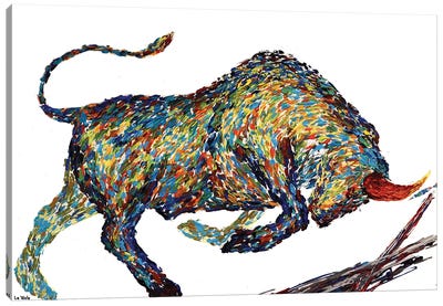 Bull Fighting Stock Market Wall Street Canvas Art Print - Bull Art