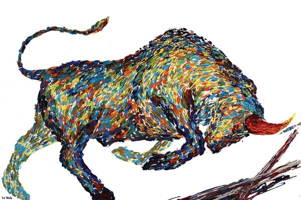 Viola Painting: Bull Fighting Stock Market Wall Street by Viola Painting