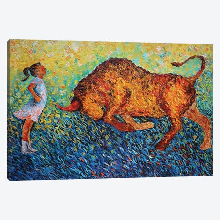 Fearless Girl Vs Bull Canvas Print #VPA59} by Viola Painting Canvas Art