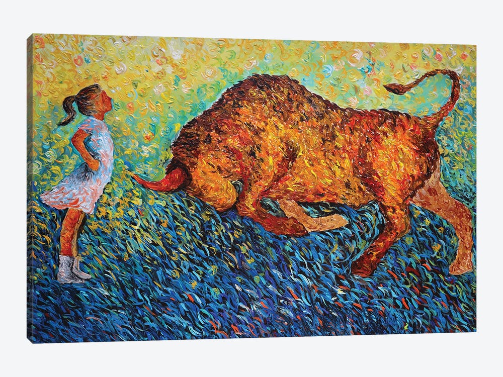 Fearless Girl Vs Bull by Viola Painting 1-piece Canvas Art