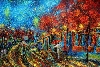 Glowing Downtown, City In The Light by Viola Painting multi panel art