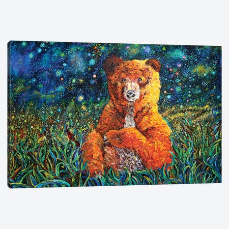 Starry Night Bear Canvas Print #VPA62} by Viola Painting Art Print