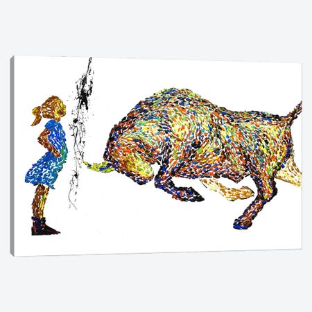 Fearless Girl Vs Bull Painting Canvas Print #VPA65} by Viola Painting Canvas Artwork