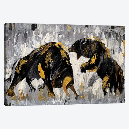 Bull vs Bear Stock Market Canvas Print #VPA67} by Viola Painting Canvas Wall Art