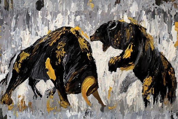 Wall Art: Bull vs Bear Stock Market by Viola Painting