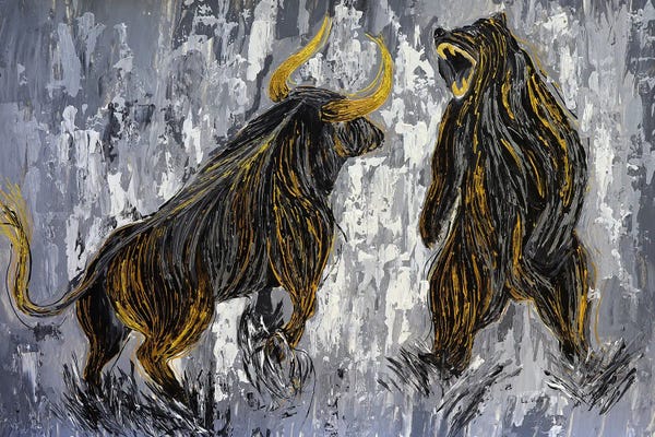 Bears: Bull Vs Bear Stock Market Wall Street by Viola Painting