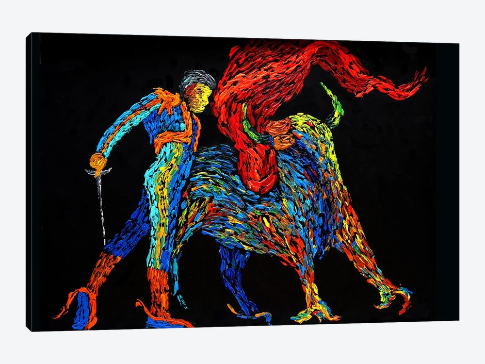 Matador Bull Fighting by Viola Painting 1-piece Canvas Art