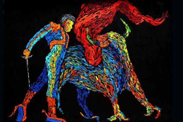 Viola Painting: Matador Bull Fighting by Viola Painting