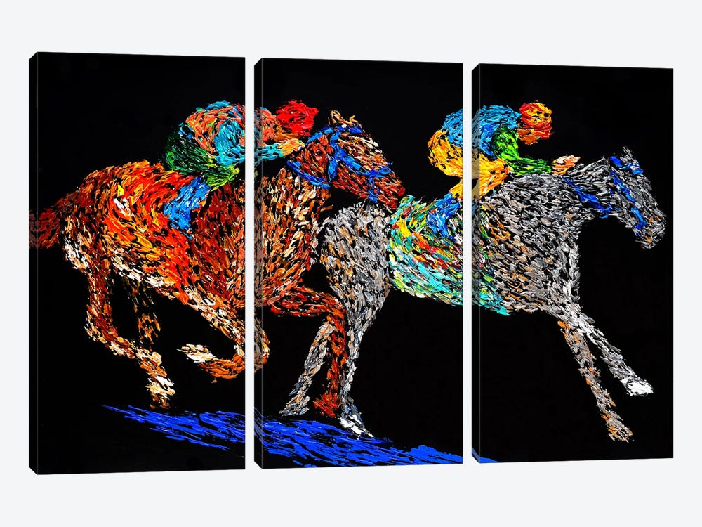 Kentucky Derby Painting by Viola Painting 3-piece Canvas Artwork