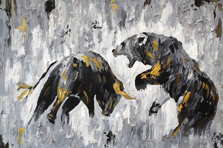 Bull vs Bear Stock Market Close Ups I by Viola Painting wall art