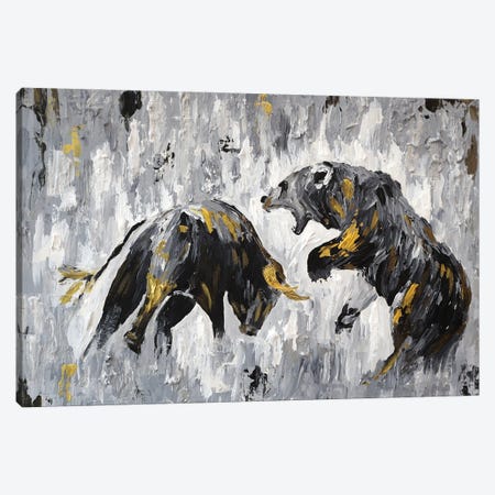 Bull vs Bear Stock Market Close Ups I Canvas Print #VPA77} by Viola Painting Canvas Print