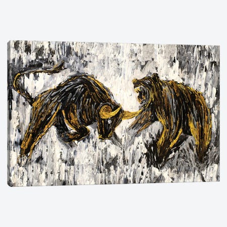 Bull vs Bear Stock Market Close Ups II Canvas Print #VPA78} by Viola Painting Canvas Artwork