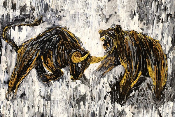 Viola Painting: Bull vs Bear Stock Market II Close Ups by Viola Painting