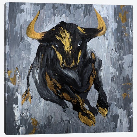 Bull In Motion Canvas Print #VPA80} by Viola Painting Canvas Print