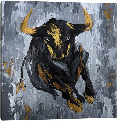 Bull In Motion Canvas Art Print - Bull Art