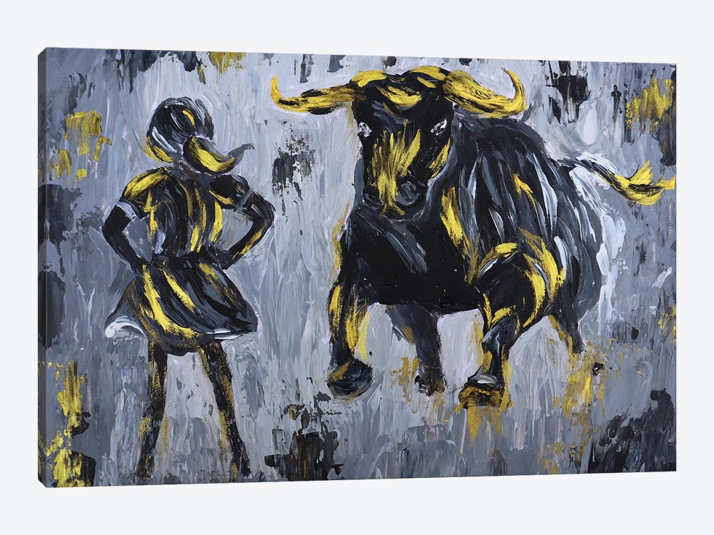 Fearless Girl Vs Bull Wall Street by Viola Painting 1-piece Art Print