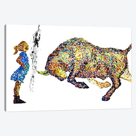 Fearless Girl Vs Bull Painting 77 Canvas Print #VPA93} by Viola Painting Canvas Art