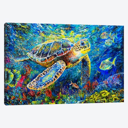 Ocean Symphony Turtle's Coral Haven Canvas Print #VPA99} by Viola Painting Canvas Artwork