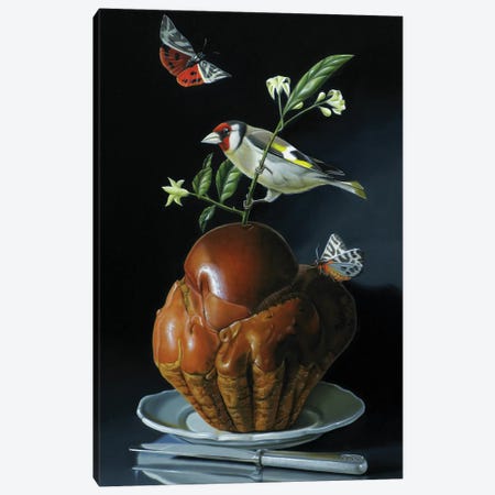 The Brioche And The Goldfinch Canvas Print #VQU46} by Valéry Vecu Quitard Canvas Print