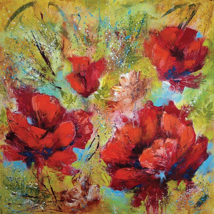 Crimson Dreams Poppies by Vera Hoi wall art