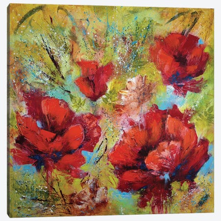 Crimson Dreams Poppies Canvas Print #VRA104} by Vera Hoi Canvas Artwork