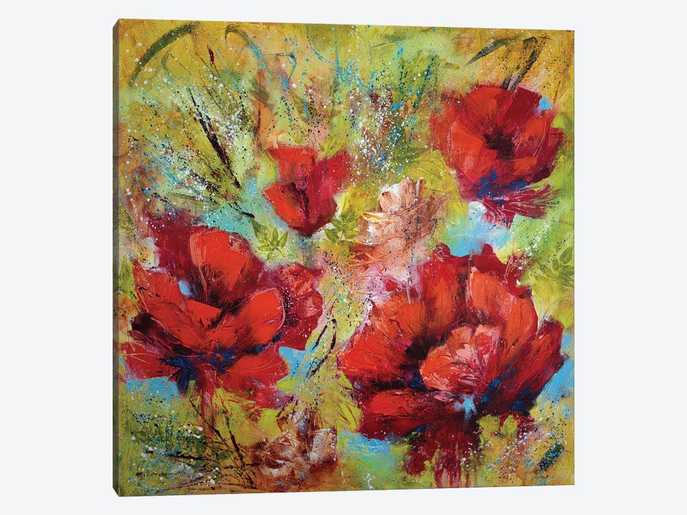 Crimson Dreams Poppies by Vera Hoi 1-piece Canvas Art