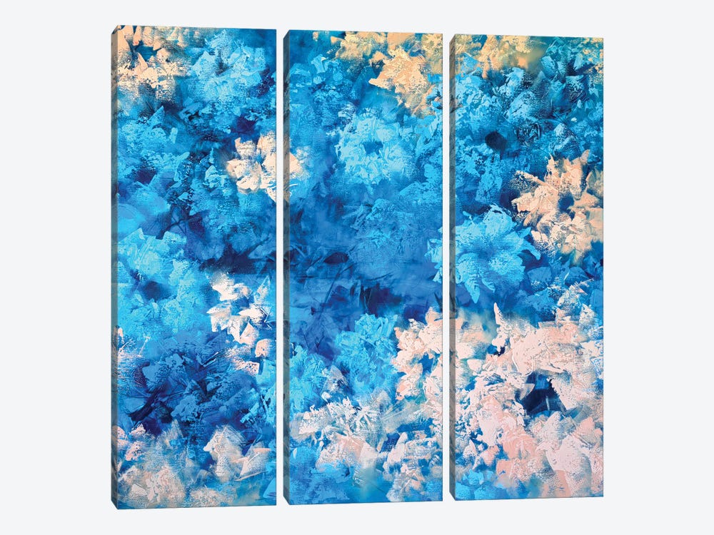 Elegance In Blue And Apricot Tones by Vera Hoi 3-piece Canvas Art