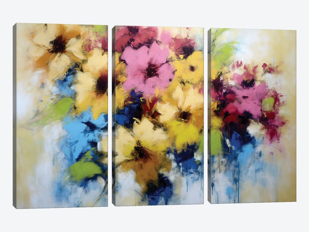 Colored Powder Flowers I by Vera Hoi 3-piece Art Print
