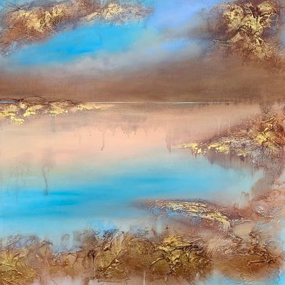 Golden Shore (Diptych Part 2) by Vera Hoi framed wall art