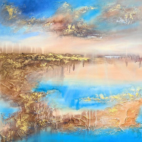 Contemporary Coastal: Golden Shore II (Diptych Part 1) by Vera Hoi