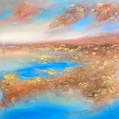 Golden Shore II (Diptych Part 2) by Vera Hoi framed wall art