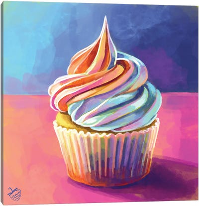 Rainbow Cupcake Canvas Art Print - Cake & Cupcake Art
