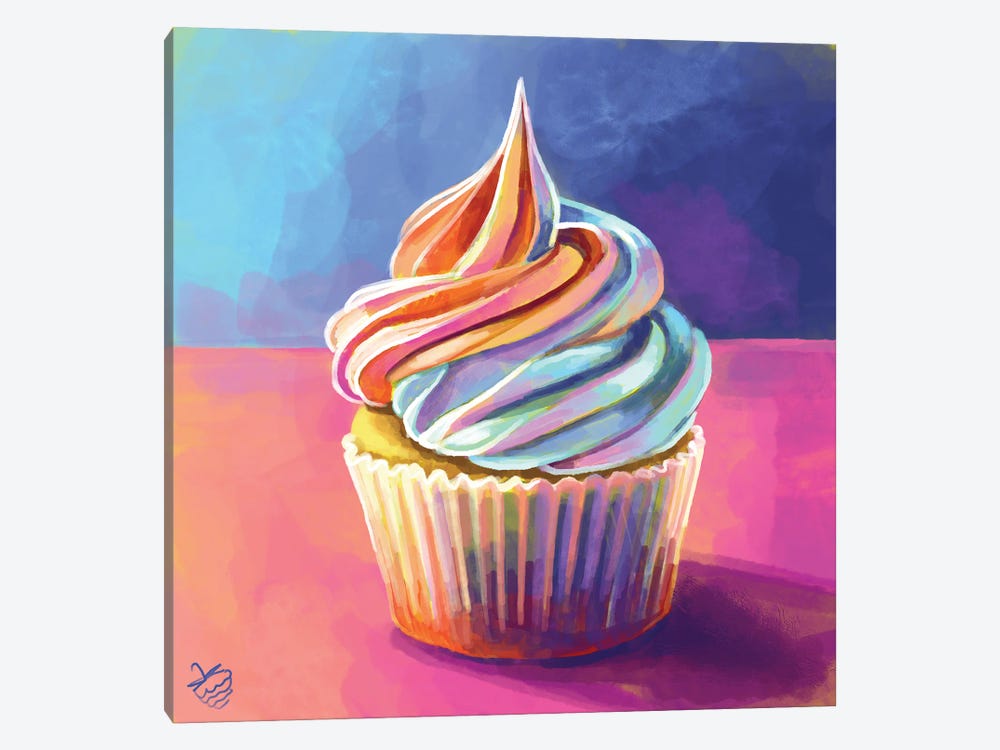 Rainbow Cupcake by Very Berry 1-piece Canvas Artwork