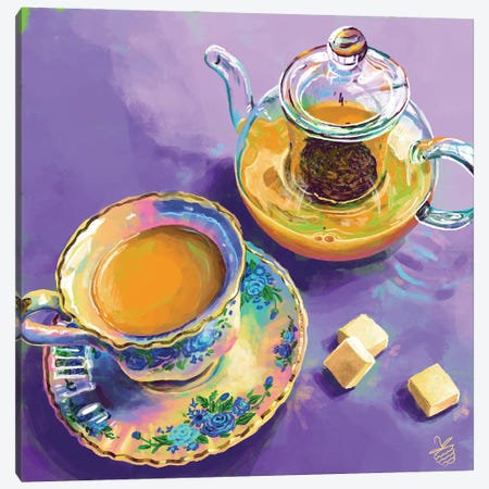 Purple Tea Party Canvas Print #VRB103} by Very Berry Canvas Print