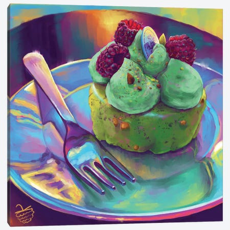 Raspberry And Pistachio Cake Canvas Print #VRB104} by Very Berry Canvas Art