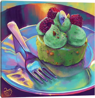 Raspberry And Pistachio Cake Canvas Art Print - Cake & Cupcake Art