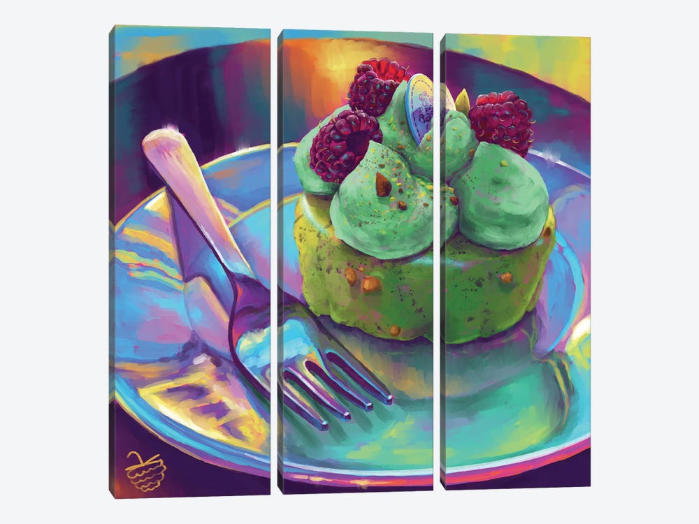 Raspberry And Pistachio Cake by Very Berry 3-piece Canvas Artwork