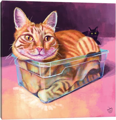 Liquid Ginger Cat Canvas Art Print - Very Berry