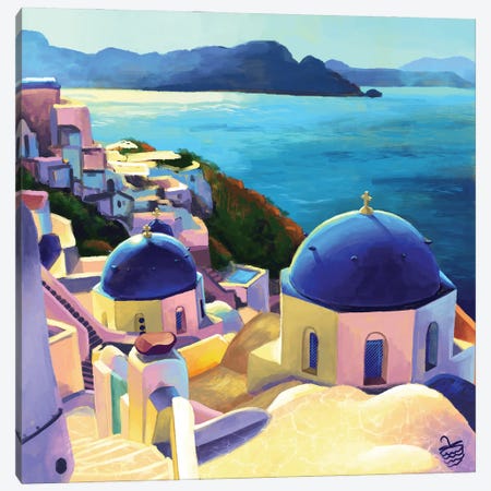 Santorini View Canvas Print #VRB108} by Very Berry Canvas Art Print