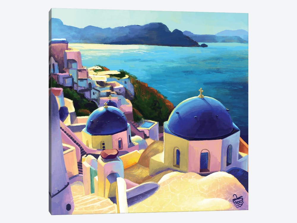 Santorini View by Very Berry 1-piece Canvas Wall Art