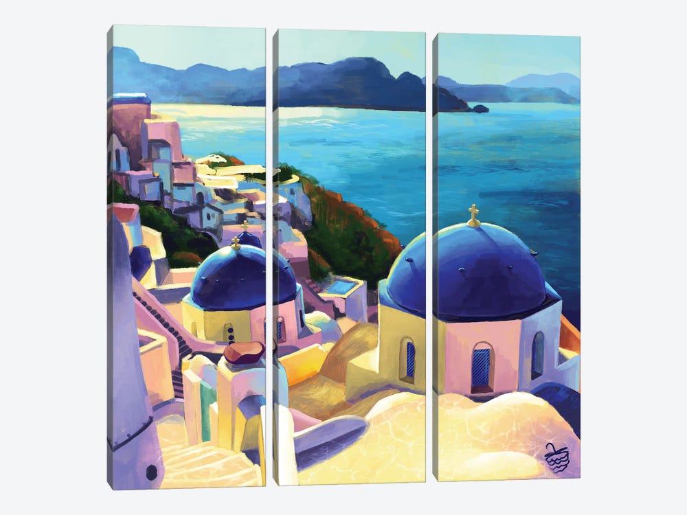 Santorini View by Very Berry 3-piece Canvas Wall Art