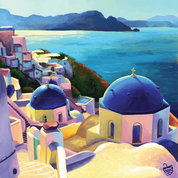 Famous Places Of Worship: Santorini View by Very Berry