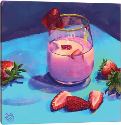 Strawberry Milk Canvas Art Print - Berry Art