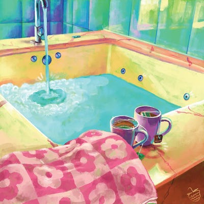 Spa Bath And Tea by Very Berry framed canvas print