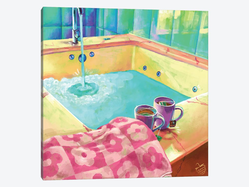 Spa Bath And Tea by Very Berry 1-piece Canvas Art Print