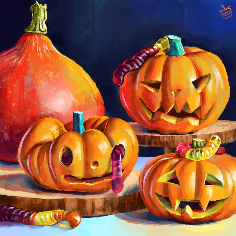 Festive Halloween Pumpkins by Very Berry wall art